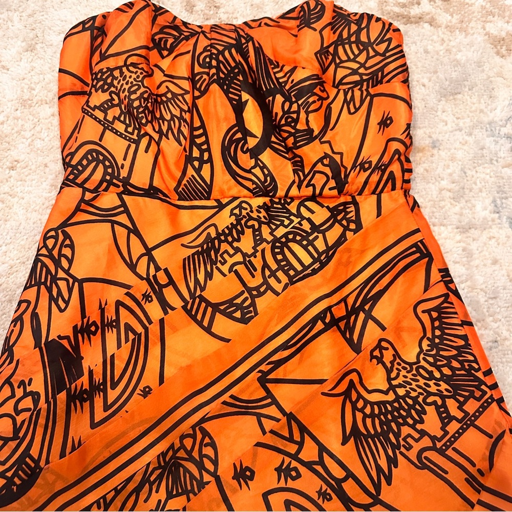 Aryn K.100% Silk Dress For Anthropologie Burnt‎ Orange and Black Sz Small - Picture 7 of 16